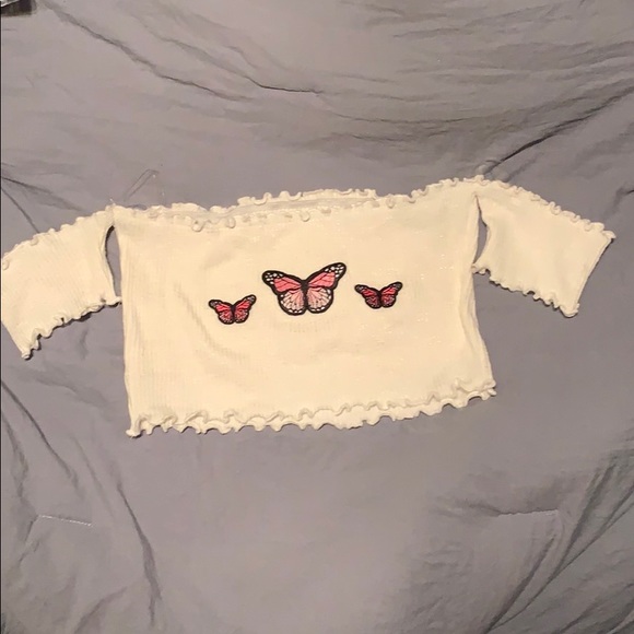 Butterfly off the shoulder crop top - Picture 1 of 1